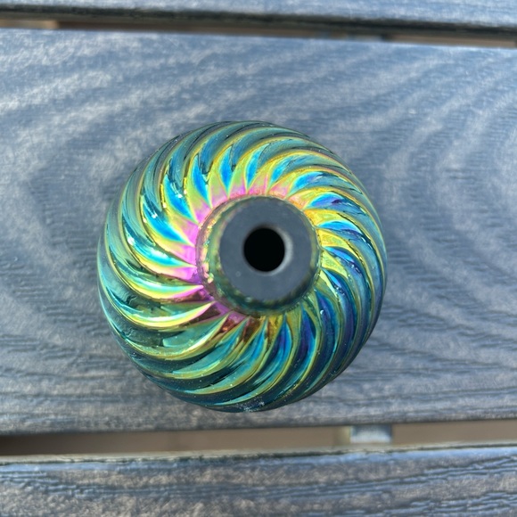 Vintage Art Glass Oil Lamp “Glass Eye Studio" Iridescent without Wick NEW - Picture 4 of 4